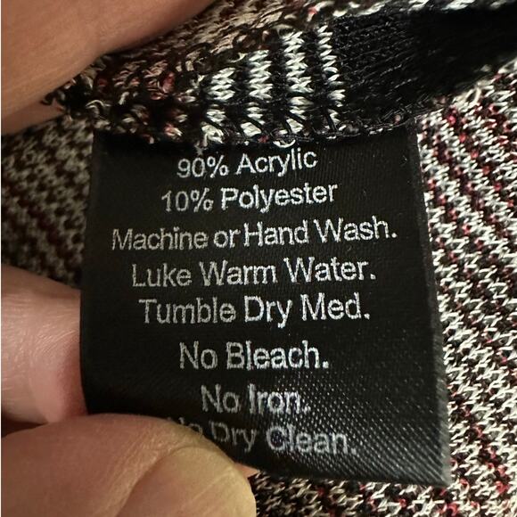 Misook Knit Blazer Black, Pink & Grey Abstract Stripe Button Front - Picture 9 of 9